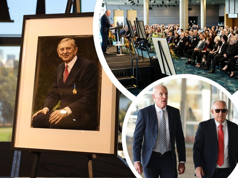 Dennis Cometti was remembered at a State memorial service on Monday.