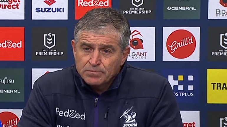 Craig Bellamy’s long-serving lieutenant Frank Ponissi fronted the post-match press conference after the Storm’s loss to the Dolphins.