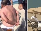 A man has been tasered and arrested after allegedly stripping naked and threatening beachgoers with a drill during a heated argument over a deck chair.