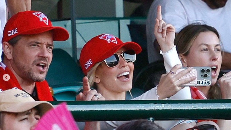 Sydney Sweeney attends the Sydney Swans v Melbourne Demons game in Sydney on Sunday unknown