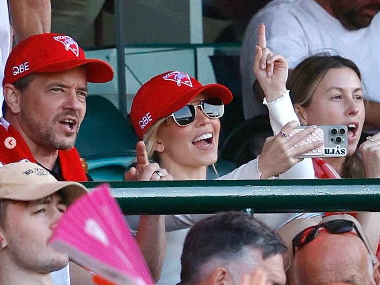 Sydney Sweeney attends the Sydney Swans v Melbourne Demons game in Sydney on Sunday unknown