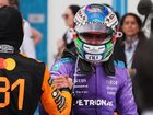 McLaren's No.81 Oscar Piastri congratulates Miami Grand Prix winner Kimi Antonelli. 