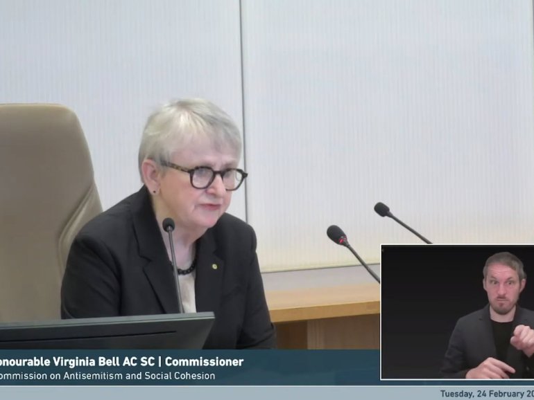 The Royal Commission on Antisemitism and Social Cohesion holds its first public hearing. Pictured is Commissioner Virginia Bell AC SC.