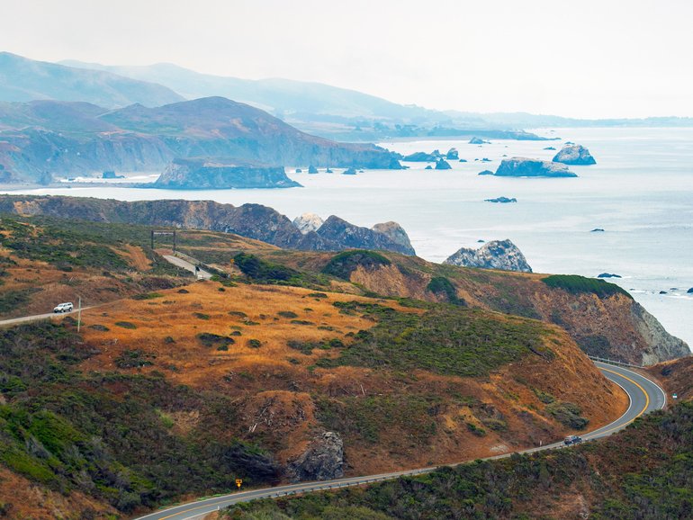 The famous 101 highway along the wild Pacific coast in Oregon and California, USA.