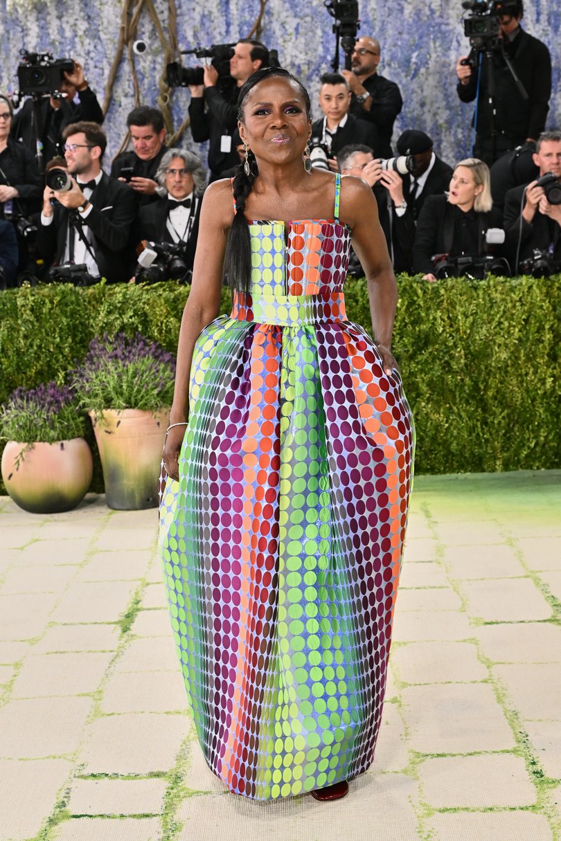 Deborah Roberts arrives at The Metropolitan Museum of Art's Costume Institute benefit gala celebrating the opening of the "Costume Art" exhibition on Monday, May 4, 2026, in New York. (Photo by Evan Agostini/Invision/AP)