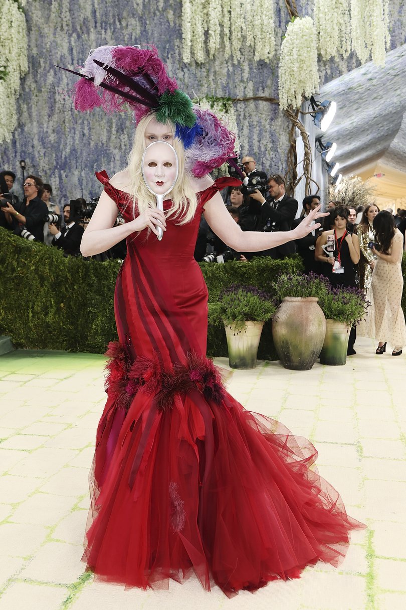 Gwendoline Christie attends the 2026 Met Gala celebrating "Costume Art".