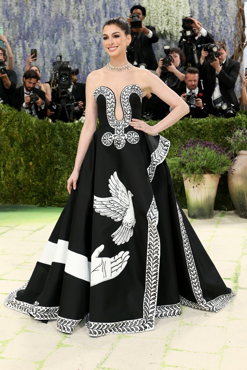 Anne Hathaway attends the 2026 Met Gala celebrating "Costume Art" at the Metropolitan Museum of Art.