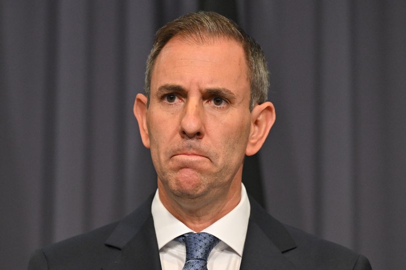 Treasurer Jim Chalmers speaks to journalists at a press conference at Parliament House in Canberra,.