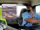Shocking footage has captured the moment a United Airlines jet hit a bakery truck as it came in to land.
