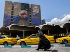 A mural showing Iran controlling the Strait of Hormuz in Tehran, Iran, on April 21.