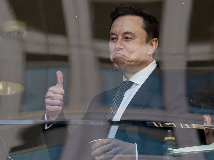 Tesla CEO Elon Musk inside the federal court in Oakland, California.