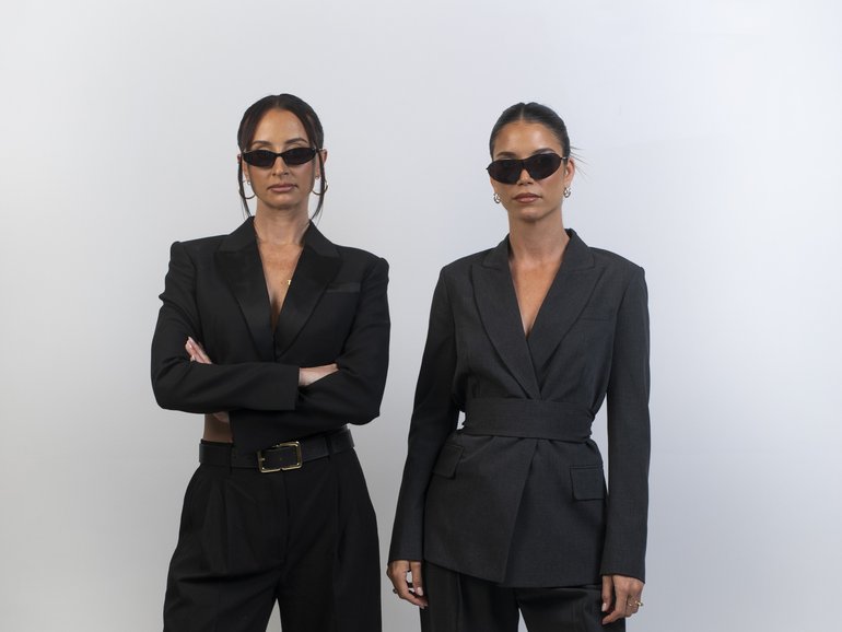 Podcster Duo L-R Lucy and Nikki photographed in their studio on the Gold Coast for The Power Issue AFR. photograohy : Russell Shakespeare