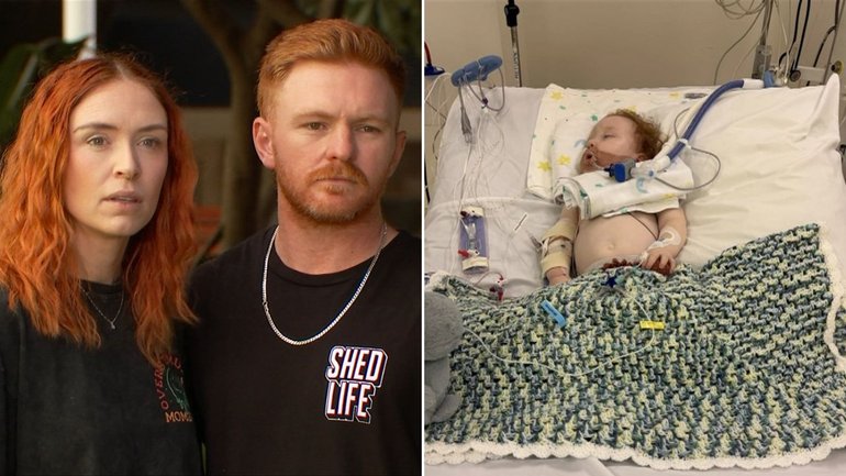 Dusty’s parents, Katie Robinson and Chris Wildman, have spoken publicly about the terrifying ordeal as their son remains in an induced coma.