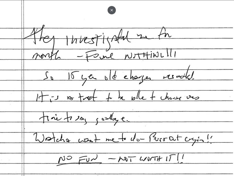 Jeffrey Epstein's alleged suicide note was released by a US District Court on Wednesday. 