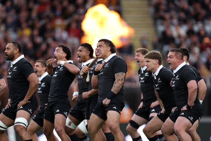 New Zealand perform a haka during The Rugby Championship & Bledisloe Cup.