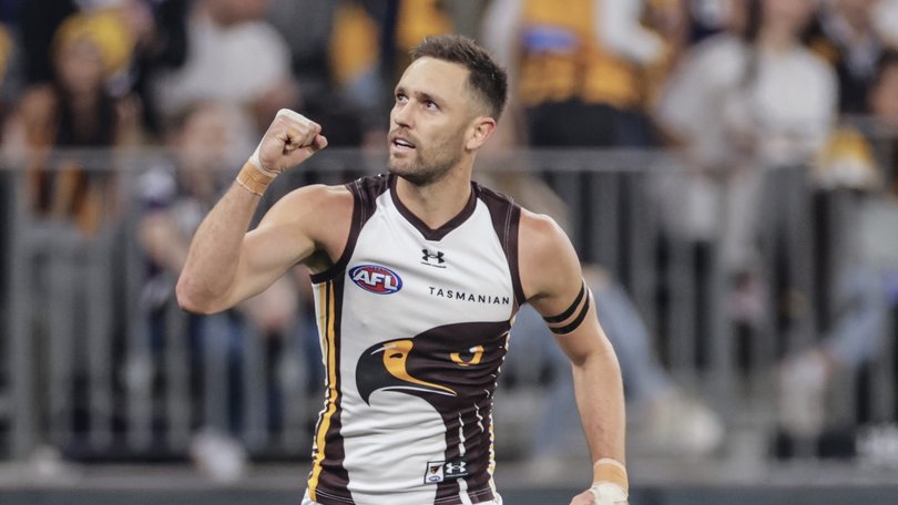 Jack Gunston celebrates a goal.