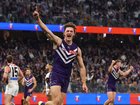 PERTH, AUSTRALIA - MAY 07: Jye Amiss of the Dockers celebrates a goal during the round nine AFL match between Fremantle Dockers and Hawthorn Hawks at Optus Stadium, on May 07, 2026, in Perth, Australia. (Photo by Paul Kane/Getty Images)