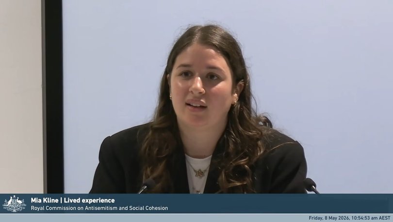 Mia Kline gives evidence during the Royal Commission into Anti-Semitism in Sydney.