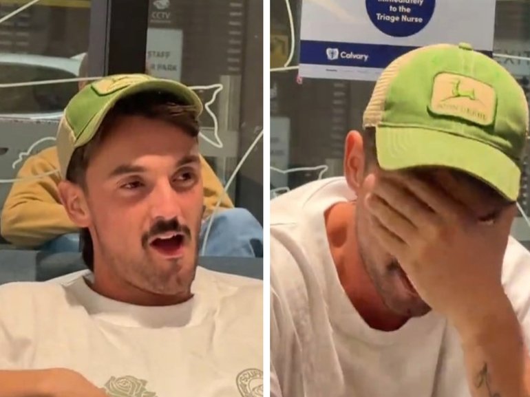 Luke Nankervis endures an uncomfortable case of lockjaw.
