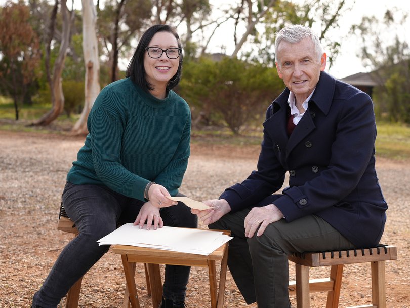 Bruce McAvaney met up with historical experts, including colonial historian Dr Heidi Ing (pictured) to trace his family line.