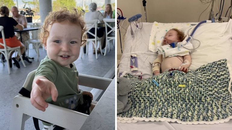 A Gold Coast toddler is on the road to recovery after being rushed to hospital when he inhaled toxic cake decorations that turned to sludge in his lungs.

