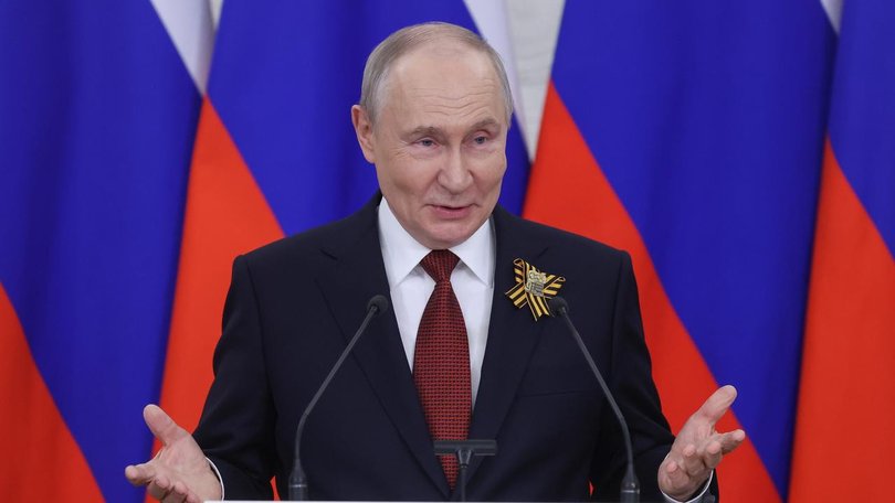Russian President Vladimir Putin has spoken with reporters on the country's Victory Day holiday. (EPA PHOTO)