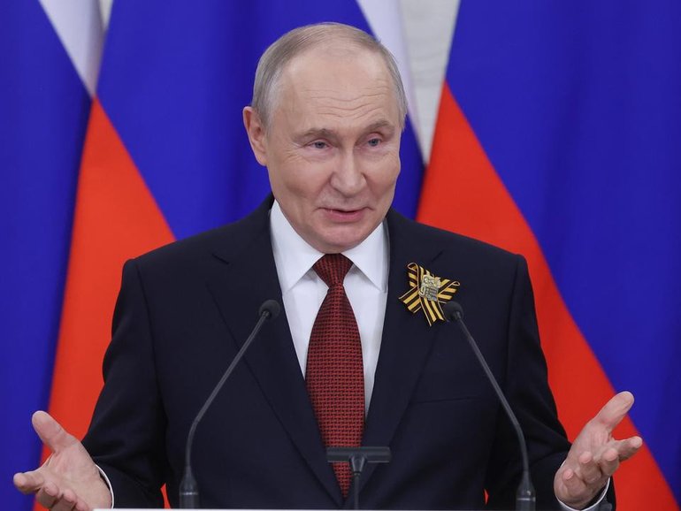Russian President Vladimir Putin has spoken with reporters on the country's Victory Day holiday. (EPA PHOTO)