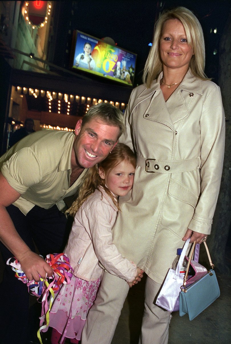 Shane Warne with Simone Warne and daughter Brooke in 2002.