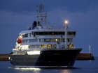The cruise ship MV Hondius arrives at the port of Granadilla de Abona in Tenerife, Spain on May 10, 2026. 