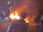 A 35-year-old man was pulled out of the burning vehicle by onlookers.