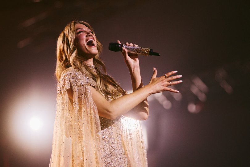 Rehearsal Images: Delta Goodrem performing Eclipse for Australia during the First Rehearsal at Wiener Stadthalle, Vienna 2026