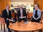 Australian Treasurer Jim Chalmers, Australian Prime Minister Anthony Albanese and Australian Finance Minister Katy Gallagher ahead of Tuesday’s Federal Budget.