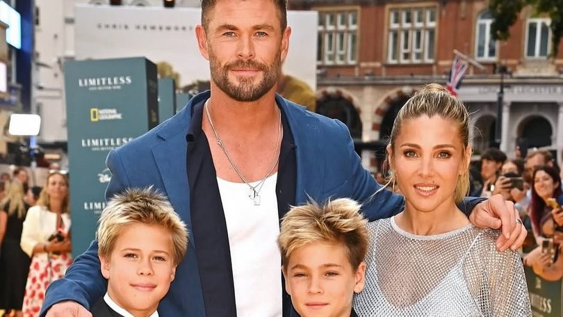 Chris Hemsworth and Elsa Pataky with Tristan and Sasha in 2025.