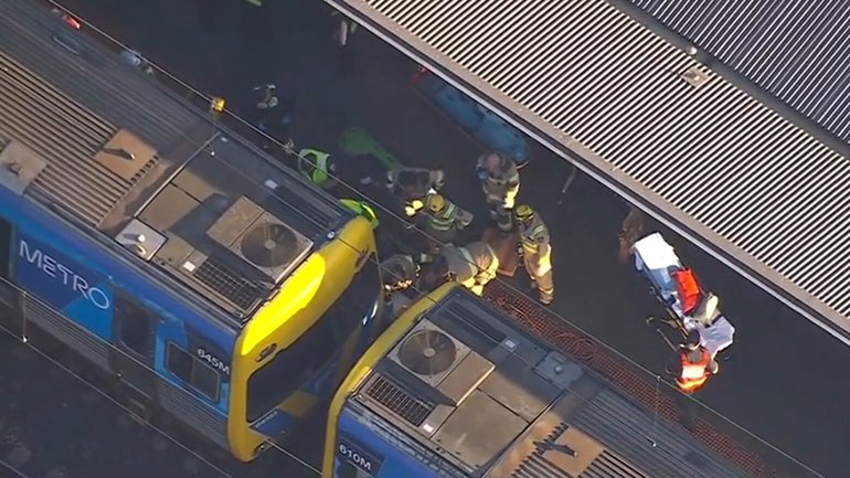 A year seven student remains in hospital after being trapped under a train for one hour.