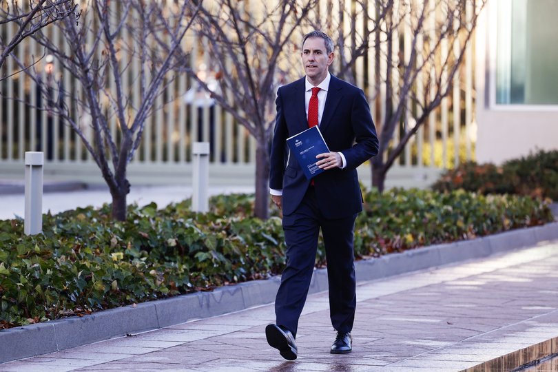 Treasurer Jim Chalmers arrives at Parliament House ahead of handing down the 2026 Budget.