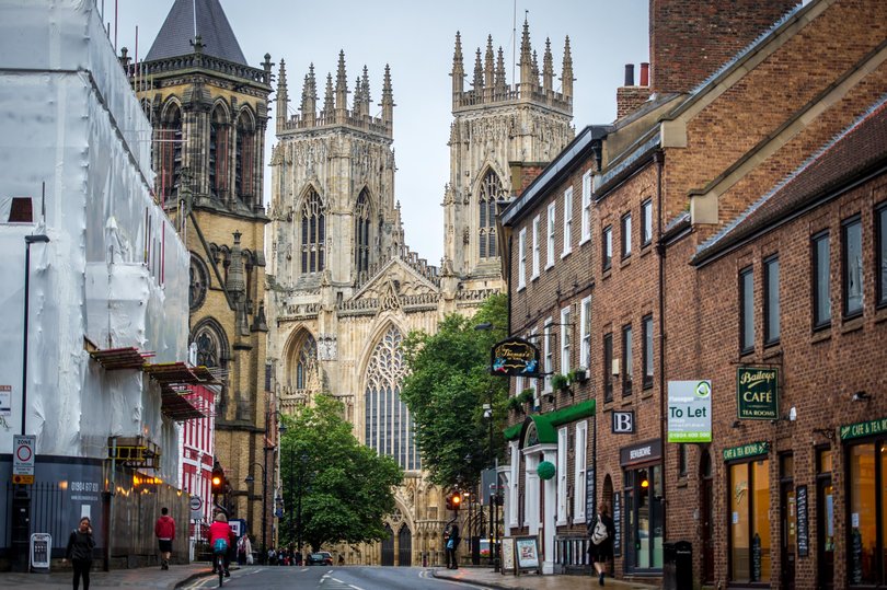 York Minster overlooking York streets. 