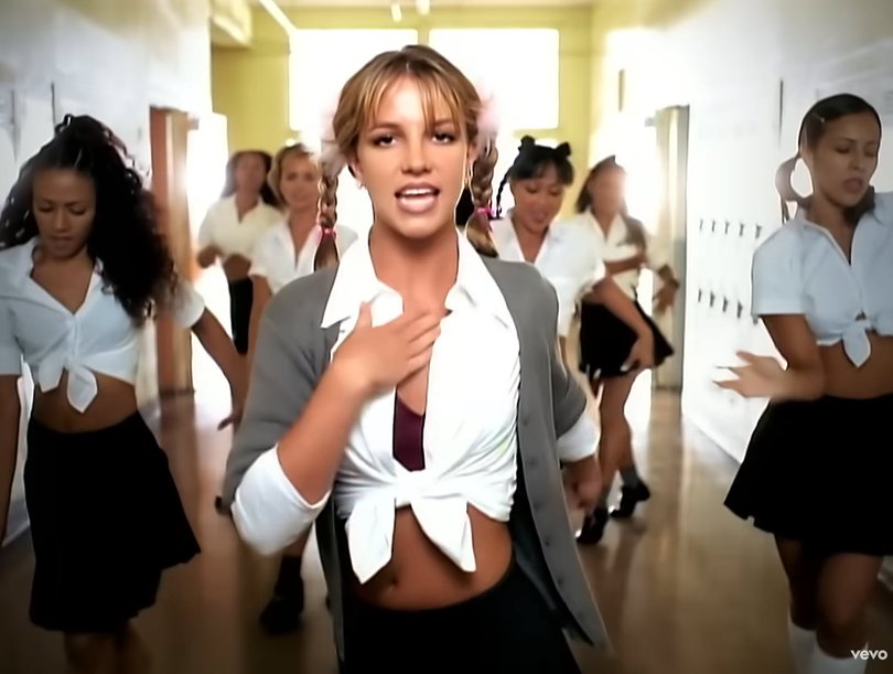Britney Spears in ‘Baby One More Time’ music video.