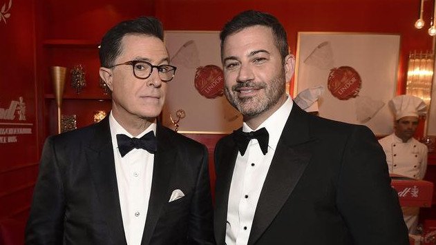 Stephen Colbert asked a group of his fellow late night hosts if they had anticipated ‘doing a job that the president of the United States would have strong feelings about’.