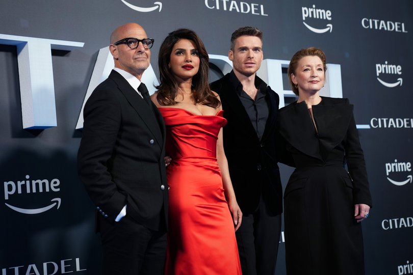 Stanley Tucci, Priyanka Chopra Jonas, Richard Madden and Lesley Manville at the London premiere of Citadel in 2023.