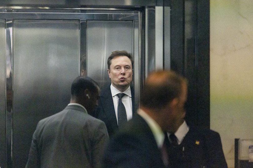 Elon Musk arrives for the second day of his testimony in his trial against OpenAI on April 29.