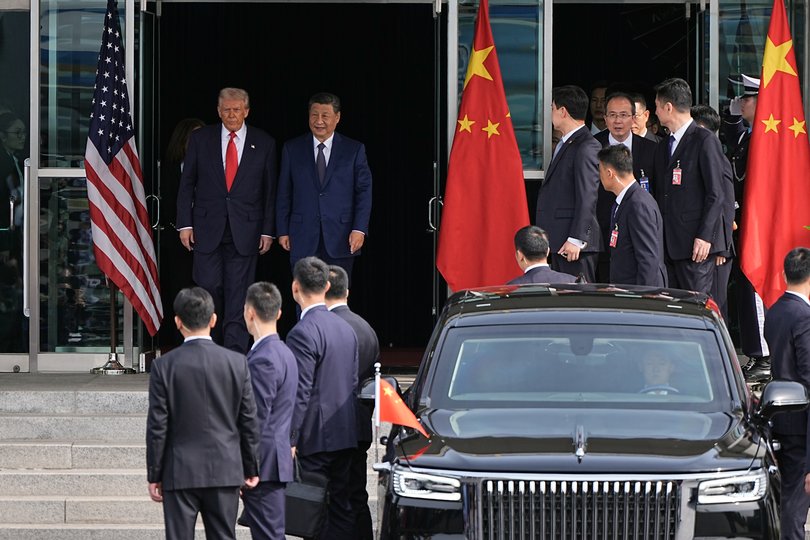 FILE — President Donald Trump and Xi Jinping after their meeting in Busan, South Korea, in October 2025.