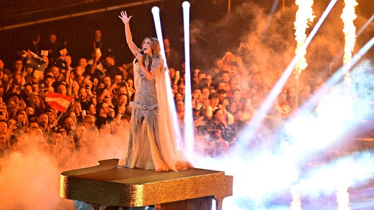 Australian singer Delta Goodrem rehearses for the second semi-final of the Eurovision Song Contest which starts at 5am AEST on Friday.
