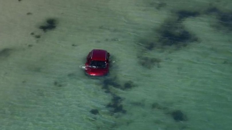 Murder victim John Matta’s car was found submerged in the ocean at Cervantes, about 200km north of Perth. Picture: 7NEWS