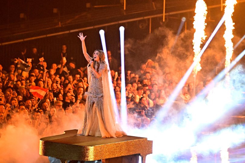 Rehearsal: Delta Goodrem rehearsing Eclipse at the Eurovision Song Contest.