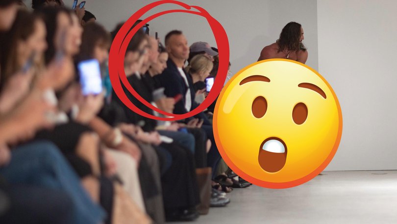 Australian Olympic swimming hero Ian Thorpe was among the front row invites, but he appeared disinterested as Kaechele was dragged so close to the audience her green-painted nails almost scraped their feet.Â 