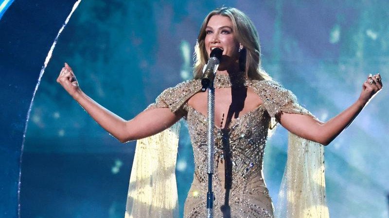 Aussie star Delta Goodrem has reached the Eurovision final with her performance of the song Eclipse. (EPA PHOTO)