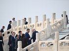 President Donald Trump and President Xi Jinping of China visit the Temple of Heaven in Beijing during their two-day summit, on Thursday, May 14, 2026. In contrast to his rhetoric about China at home, President Trump spoke in conciliatory terms with Xi Jinping, the Chinese leader. 