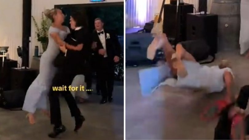 Georgie Ball and her brother Jackson make a memorable entrance.