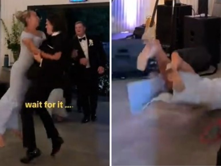 Georgie Ball and her brother Jackson make a memorable entrance. 