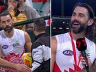 Brodie Grundy has laughed off an on-field exchange with Craig McRae. 